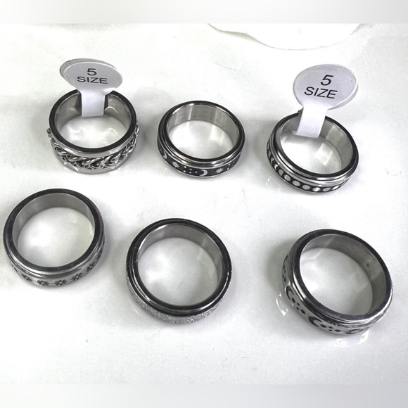 6PCS Anti Anxiety Ring Stainless Steel Spinner Ring - Picture 4 of 4